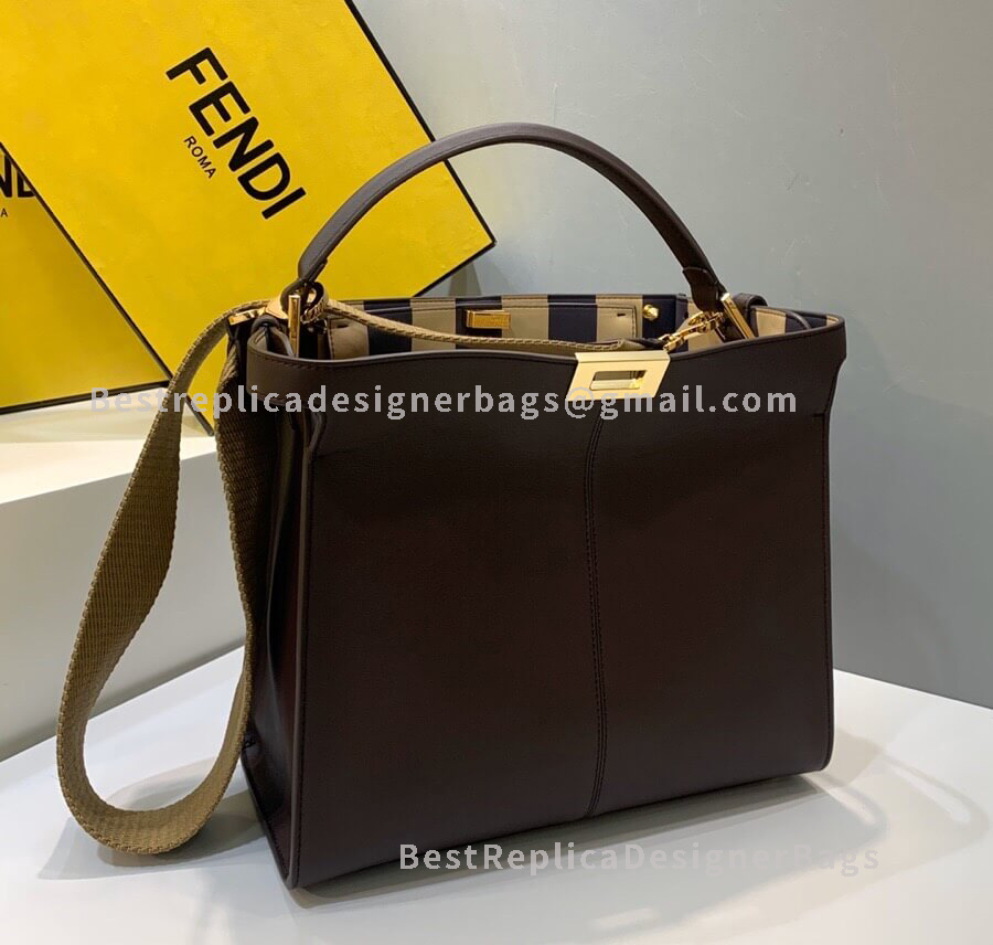 Fendi Peekaboo X-Lite Medium Wine Leather Bag 304AS